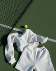 white sweat shorts