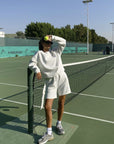 white sweat shorts