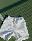 white sweat shorts