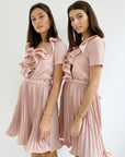 plisse pink dress